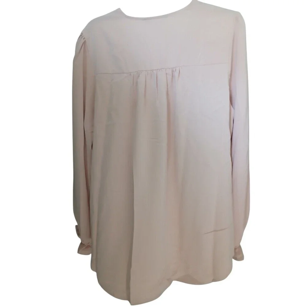 Dokotoo Blush Pink Blouse Size XL NWT Long Sleeve V Neck Casual Work Top - Picture 2 of 5